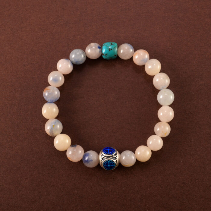 Chalcedony and Turquoise 8mm Bracelet – Blue Beaded Gemstone Jewelry for Luck and Calm
