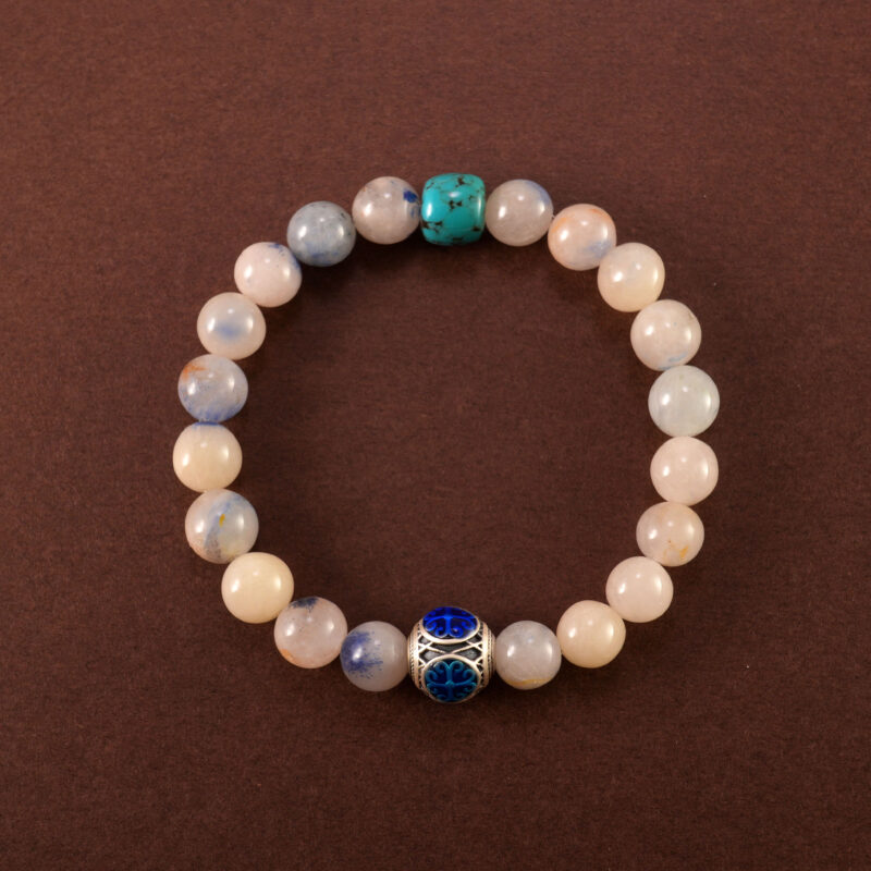 Chalcedony and Turquoise 8mm Bracelet – Blue Beaded Gemstone Jewelry for Luck and Calm