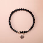Blue Tiger Eye 4mm Bracelet with Silver Charm – Beaded Jewelry for Focus and Strength