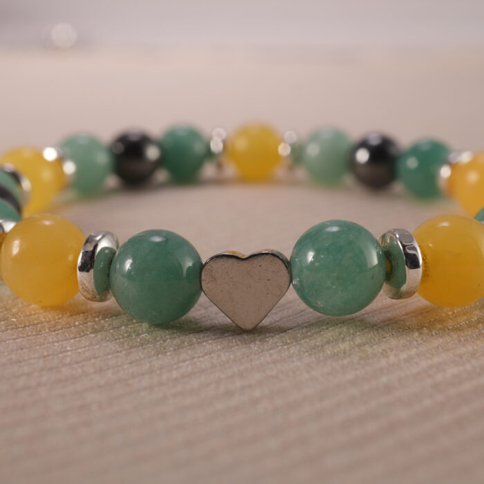 Close-up of 8mm Aventurine and Black Tourmaline Beads – Handmade Bracelet for Grounding and Good Luck