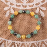Green Yellow Aventurine Bracelet with Black Tourmaline in Natural Light – Protective Crystal Jewelry