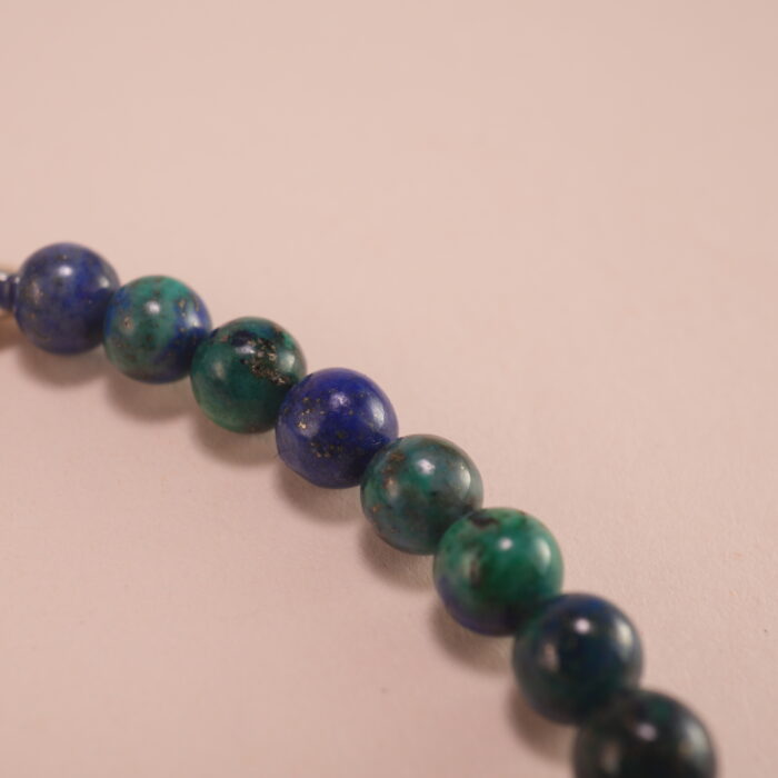 Close-up of Lapis Lazuli and Malachite Beads – 4mm Bracelet for Transformation and Insight
