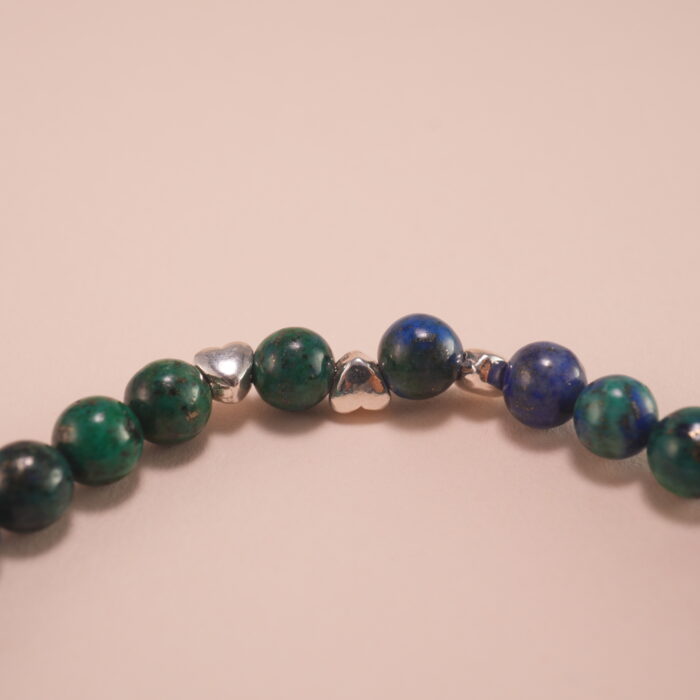 Close-up of Lapis Lazuli and Malachite Beads – 4mm Bracelet for Transformation and Insight