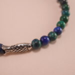 Close-up of Lapis Lazuli and Malachite Beads – 4mm Bracelet for Transformation and Insight