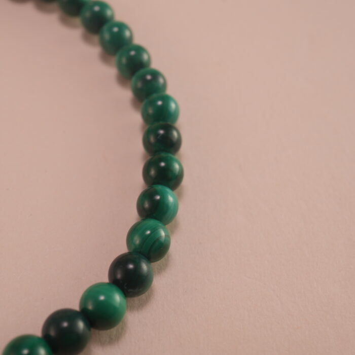 Close-up of 4mm Malachite and Amethyst Beads – Crystal Charm Bracelet for Luck and Peace