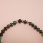 Close-up of Green Jade Beads and Leaf Charm – 4mm Gemstone Bracelet
