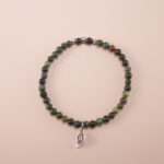 4mm Green Jade Bracelet with Leaf Charm – Natural Crystal Jewelry