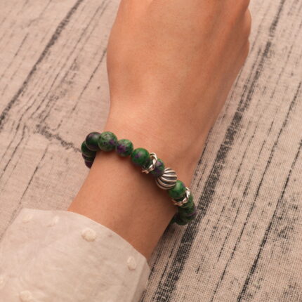 Wearing Ruby & Jasper Bracelet – Bold and Energetic Design