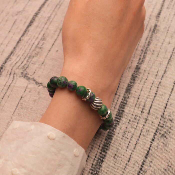 Wearing Ruby & Jasper Bracelet – Bold and Energetic Design