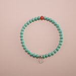 Turquoise and agate beaded bracelet with heart charm