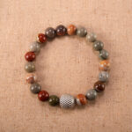 Men's Landscape Stone Beaded Bracelet with S925 sterling silver accents – Steady Energy & Stylish Design