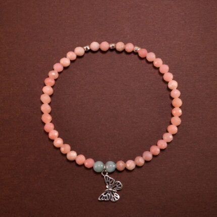 Chalcedony Bracelet with Butterfly Charm – Handmade Crystal Jewelry