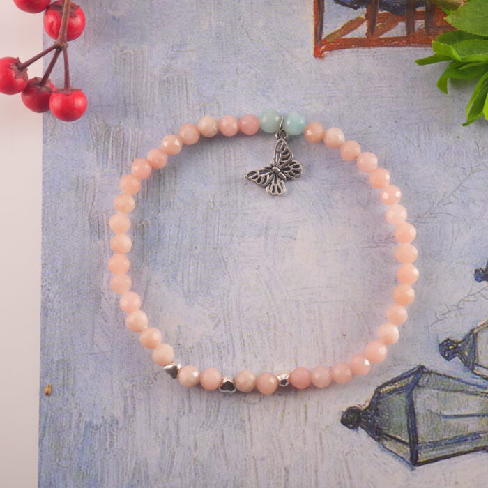 Chalcedony Butterfly Charm Bracelet in Soft Natural Light – Graceful Jewelry