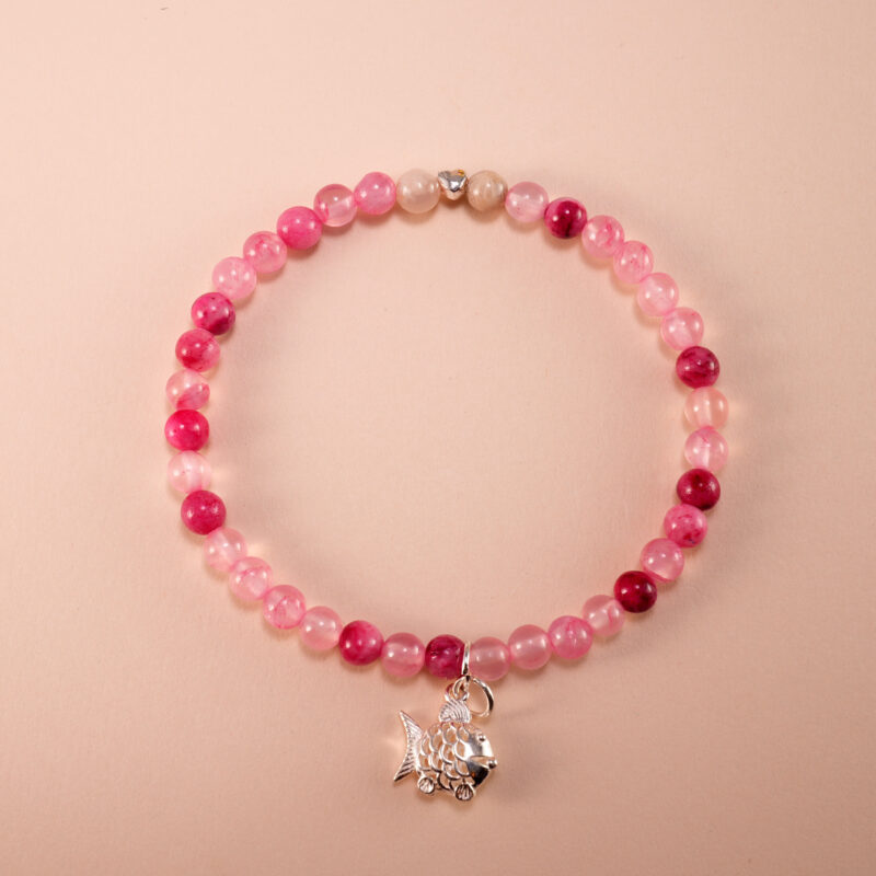 Pink Chalcedony Bracelet with Charm – Handmade Crystal Jewelry for Love and Peace