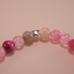 Close-up of Pink Chalcedony Beads and Minimalist Charm – Gentle Crystal Bracelet