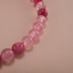 Close-up of Pink Chalcedony Beads and Minimalist Charm – Gentle Crystal Bracelet