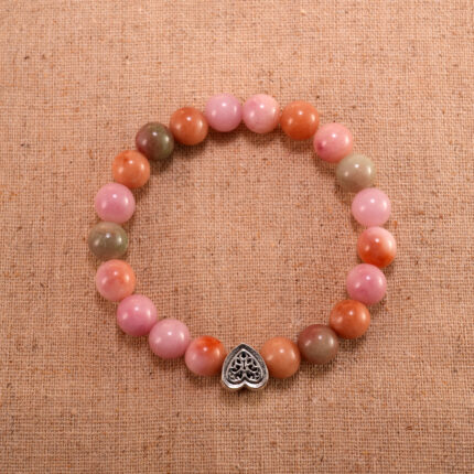 Pink Salt Source Agate S925 Bracelet with delicate pink beads and sterling silver accents