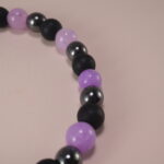Close-up of polished beads showing colors and textures