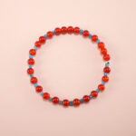Red agate and apatite 4mm bracelet on white background – minimalist energy bracelet
