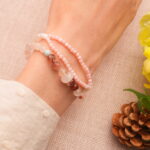 Wearing Double Wrap Bracelet with Red Phantom and Rose Quartz – Love and Grounding Energy