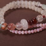 Close-up of Red Phantom Quartz and Rose Quartz Beads – Gemstone Bracelet for Emotional Healing