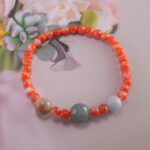 Chalcedony Bracelet styled with natural background for calming and energizing energy