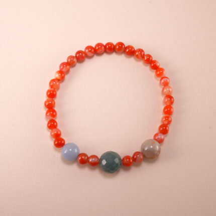 Red and White Chalcedony 4mm Bracelet – Handmade Chalcedony Jewelry