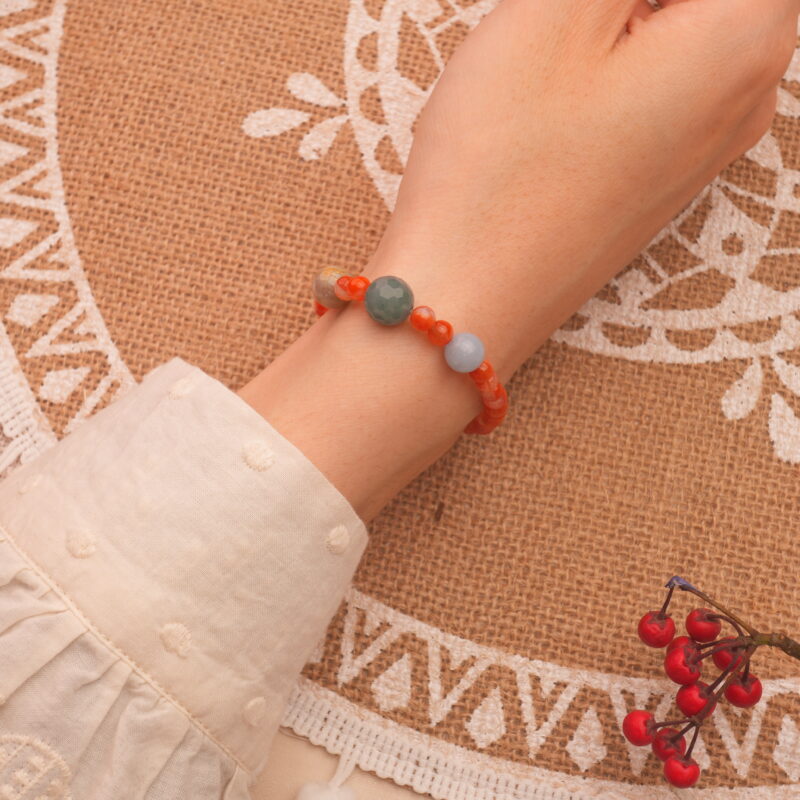 4mm Chalcedony Jewelry bracelet on wrist, showing minimalist and elegant look