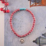 Turquoise and Rhodochrosite Bracelet in Soft Natural Light – Handmade Crystal Jewelry with Silver Accents