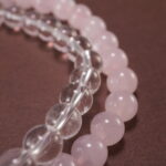 Close-up of Rose Quartz and Clear Quartz Beads – Double Wrap Healing Gemstone Bracelet