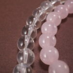 Close-up of Rose Quartz and Clear Quartz Beads – Double Wrap Healing Gemstone Bracelet