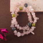 Bracelet Stack with Rose Quartz and Rutilated Quartz – Crystal Jewelry for Love and Clarity