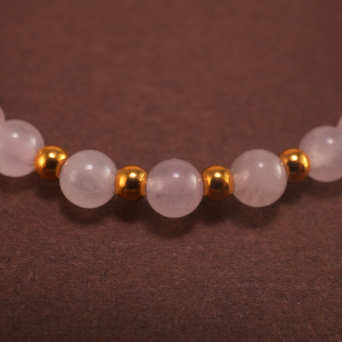 Close-up of Rose Quartz Beads – Beautiful Beaded Love Bracelet