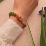 Model Wearing Agate Bracelet – Colourful Heart Bracelet on Wrist