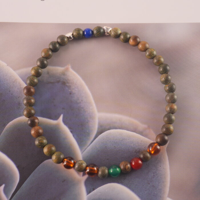 Sandalwood Gemstone Bracelet in a Peaceful Zen Setting – Wooden Spiritual Jewelry