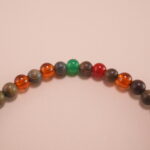 Close-up of Sandalwood, Lapis Lazuli, and Garnet Beads – Natural Wood Bracelet