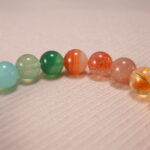 Close-up of Handmade Seven Chakra Bracelet with vibrant beads representing each chakra