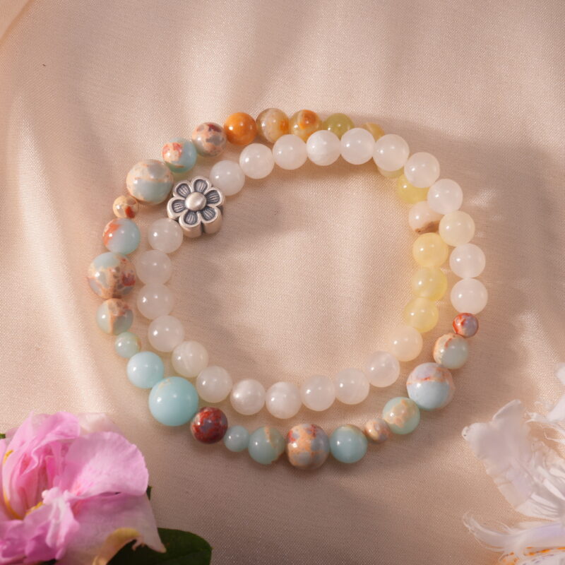 Chalcedony bracelet placed in a soft, natural setting with gentle light