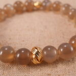Close-up of smooth, glowing moonstone beads