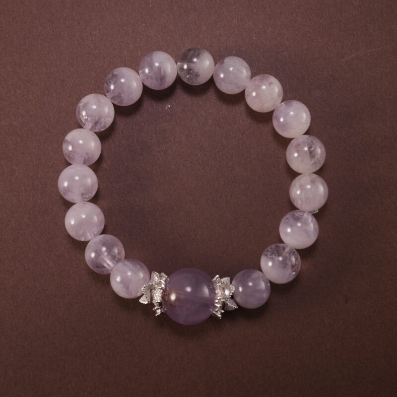 Lavender amethyst crystal bracelet with uniform polished beads