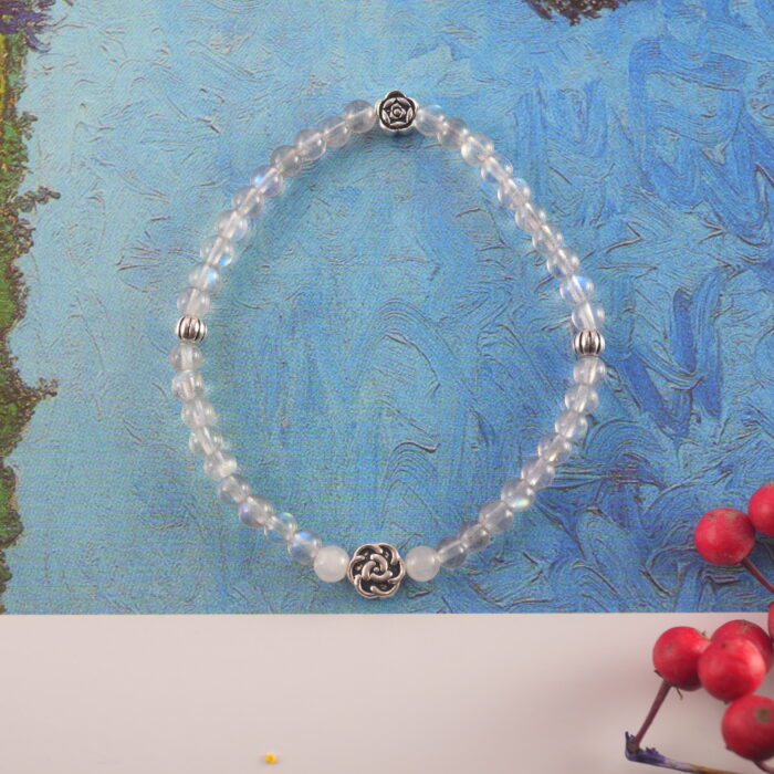 The bracelet resting in a serene natural environment, evoking peaceful energy