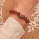 Wearing Strawberry Quartz Heart Bracelet – Delicate Gemstone Jewelry for Love and Warmth