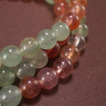Close-up of Strawberry Quartz Beads – Triple Layer S925 Healing Bracelet