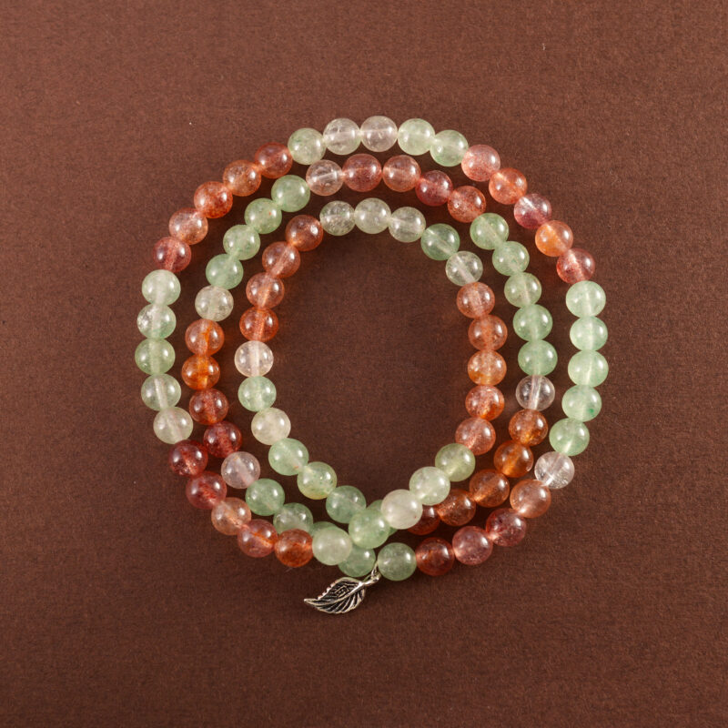 Strawberry Quartz Triple Wrap Bracelet – Beaded Jewelry with S925 Silver