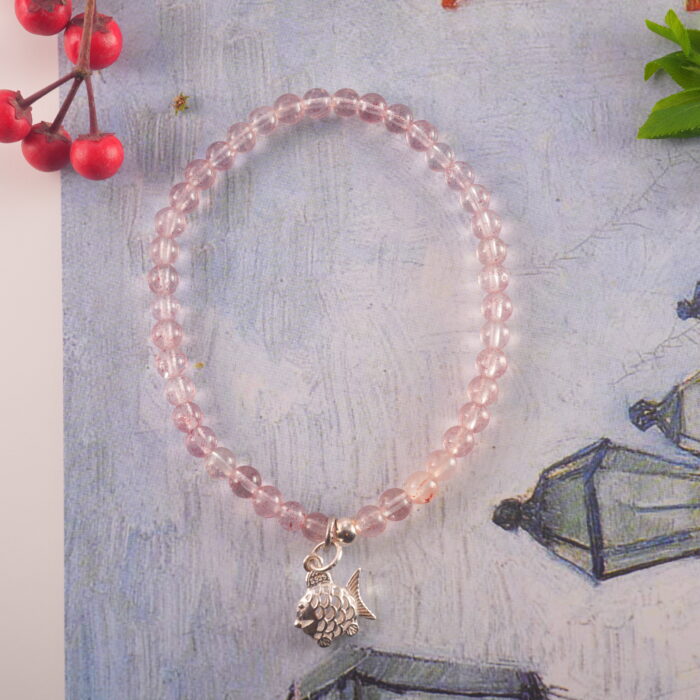Strawberry Quartz Bracelet in Natural Light – Handmade Jewelry for Self-Love and Romance