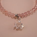 Close-up of Handmade Strawberry Quartz and Silver Beads – Bracelet for Love and Warmth