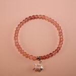 Handmade Strawberry Quartz and Silver Bracelet – Soft Pink Beaded Jewelry for Love