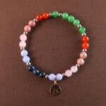 Taurus Zodiac Bracelet with multicolor natural gemstones and Taurus charm