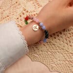 Taurus Zodiac Bracelet worn on wrist with colorful gemstone beads