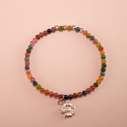 Tourmaline Charm Bracelet with Sterling Silver Accents – Handmade Jewelry